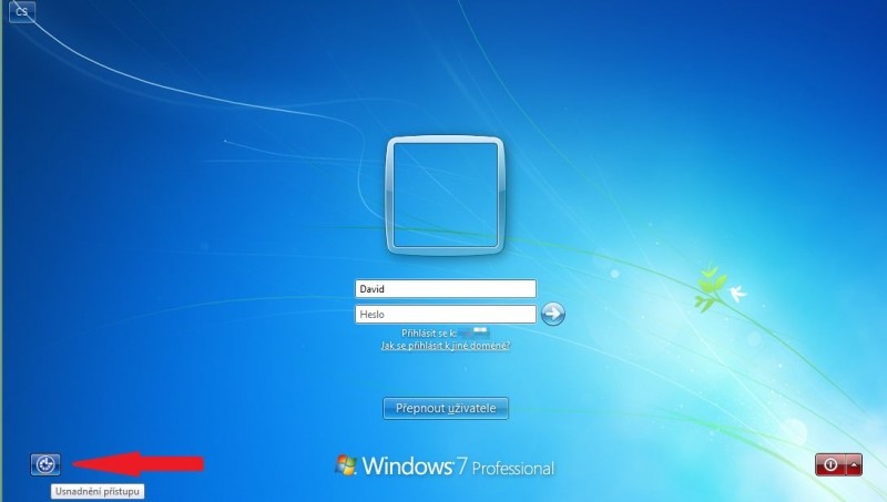Možnosti usnadnění na přihlašovací obrazovce Windows 7