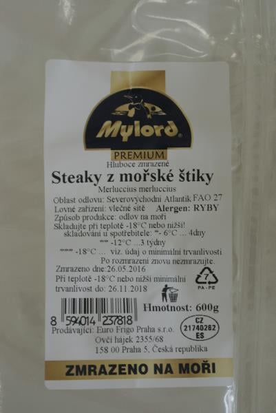 Mylord PREMIUM Steaky z mořské štiky: V rybím mase byl zjištěn výskyt parazitů o velikosti 20 mm