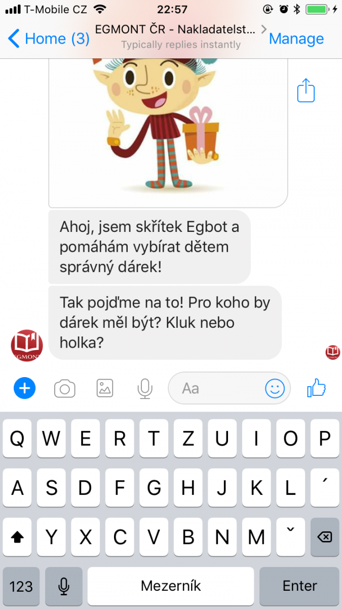Egmont a jeho facebookový chatbot