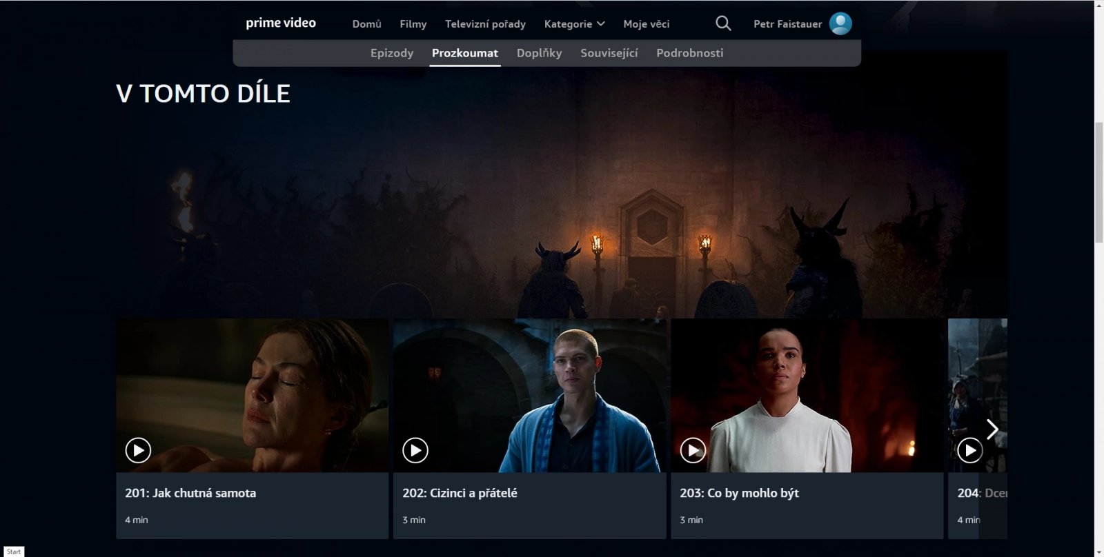 Informace o pořadech v Amazon Prime Video