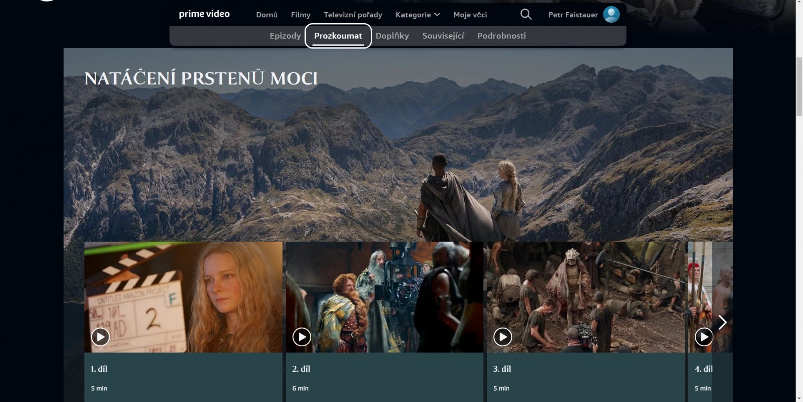 Informace o pořadech v Amazon Prime Video