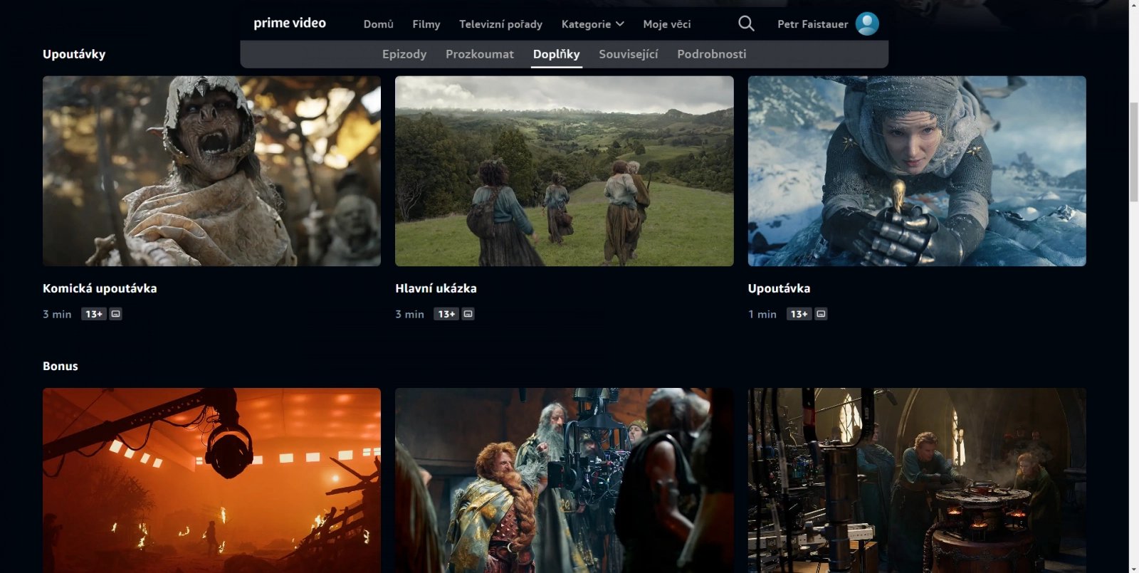 Informace o pořadech v Amazon Prime Video