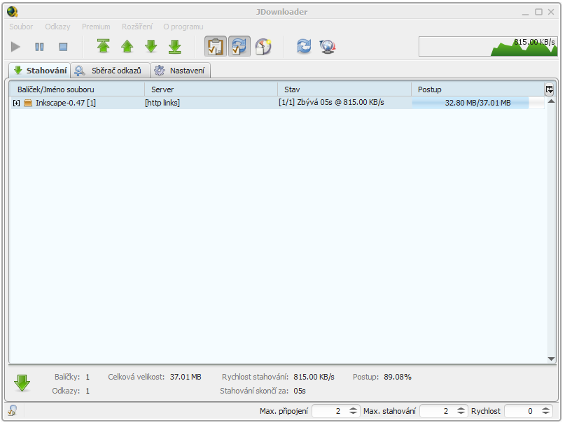 <p>JDownloader - grafické rozhraní je velmi dobře navrženo</p>