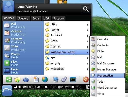 <p>Start menu v icloud také zachovává zažitou podobu</p>