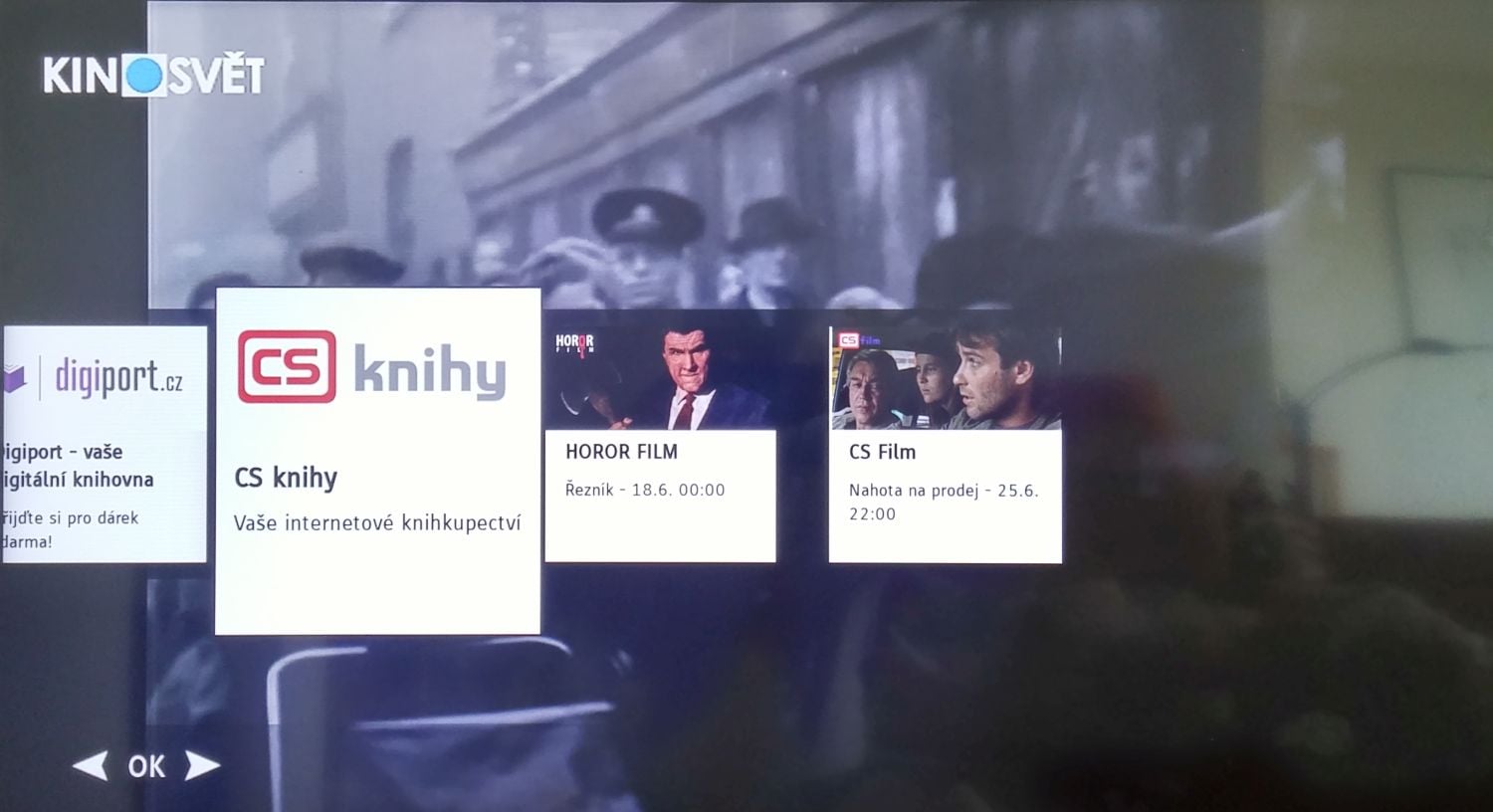 Už fungující HbbTV na Kinosvět, dne 15. června 2016.