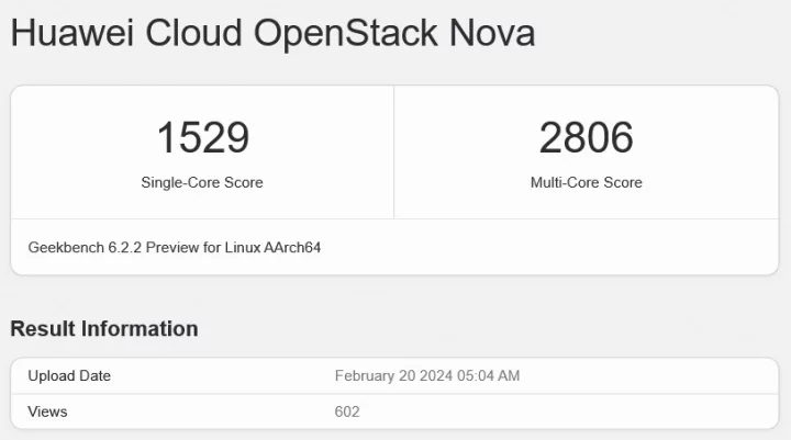 Serverový procesor s architekturou Taishan V120 od Huawei v Geekbench