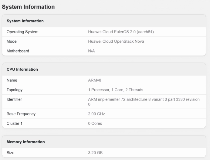 Serverový procesor s architekturou Taishan V120 od Huawei v Geekbench