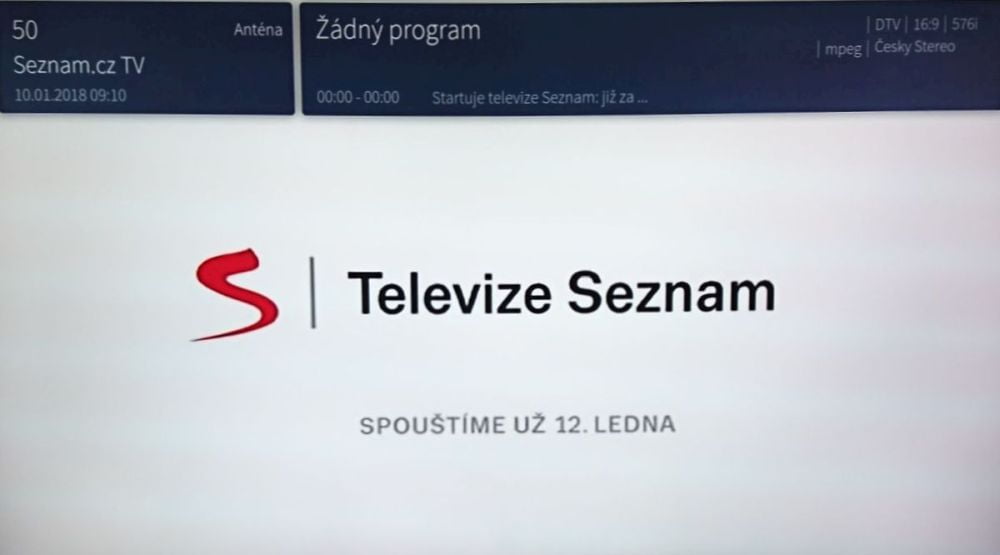 Seznam.cz TV - nová, 10. 1. 2018