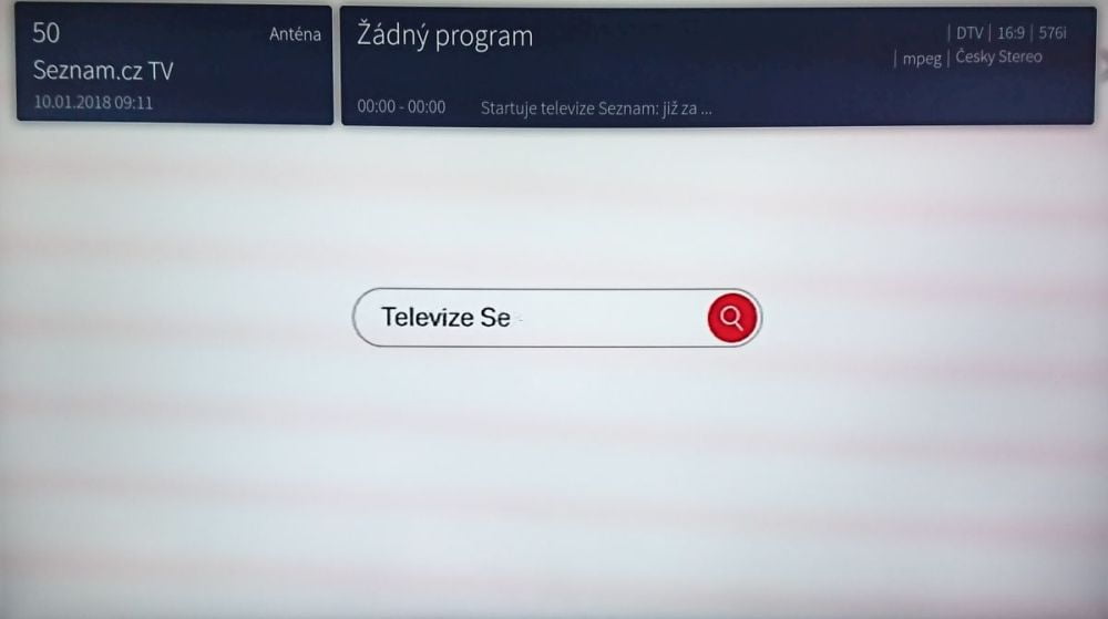 Nová Seznam.cz TV s promo smyčkou. Ta se ale dvakrát v průběhu zkoušení "kousla..."