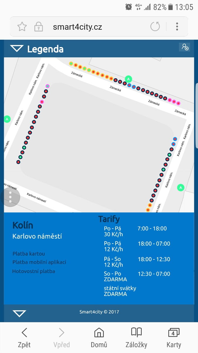 Smart parkování v Kolíně. Senzory, automaty, web i aplikace