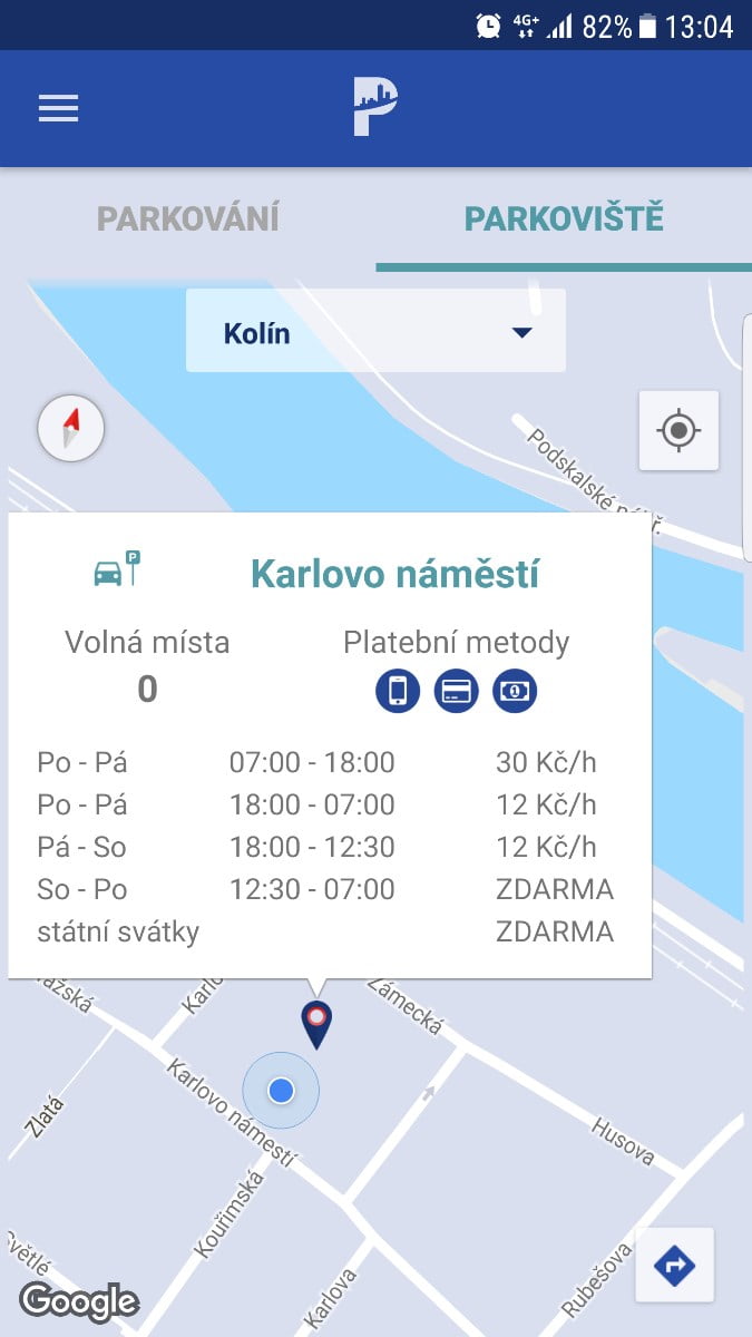 Smart parkování v Kolíně. Senzory, automaty, web i aplikace