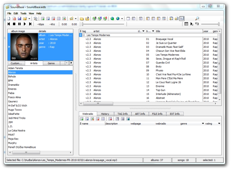 <p>SoundBase po načtení hudebních souborů</p>