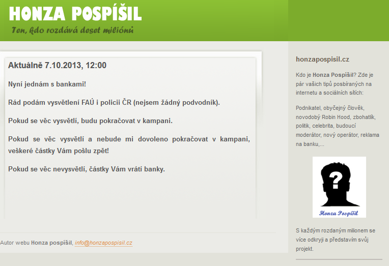 Původní webové stránky www.honzapospisil.cz