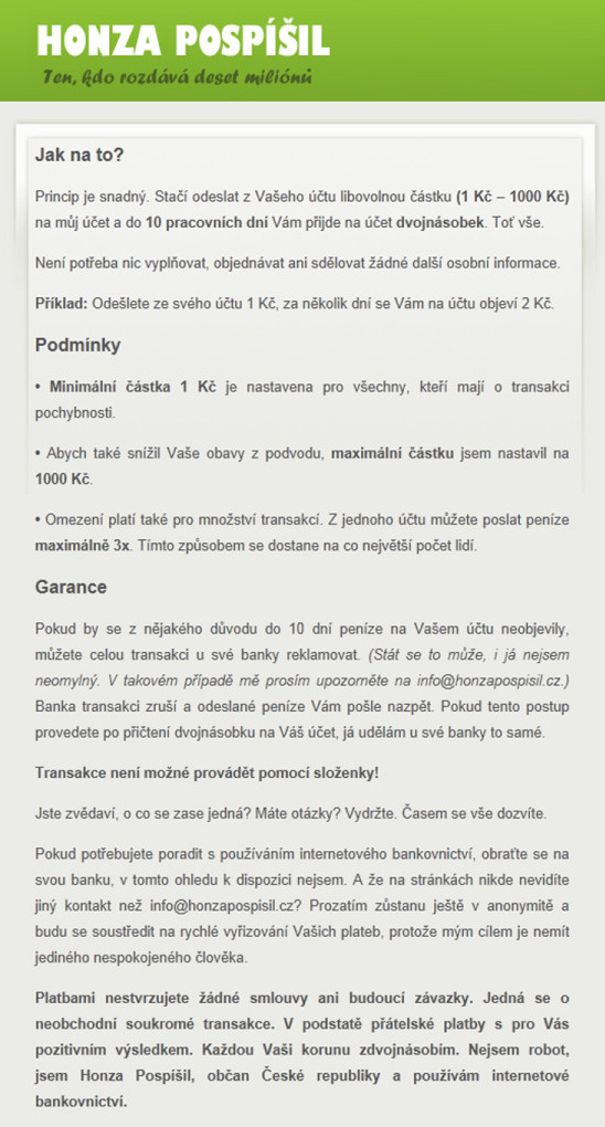 Původní webové stránky www.honzapospisil.cz