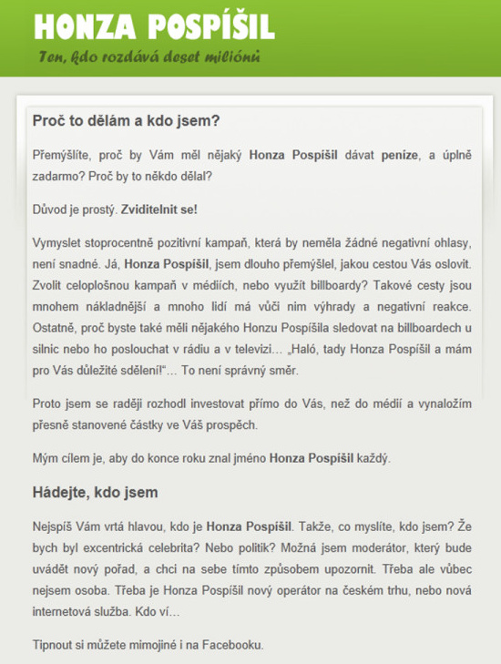 Původní webové stránky www.honzapospisil.cz