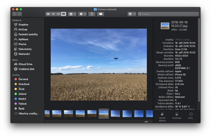 Náhled ve Finderu zobrazí i detailní metadata