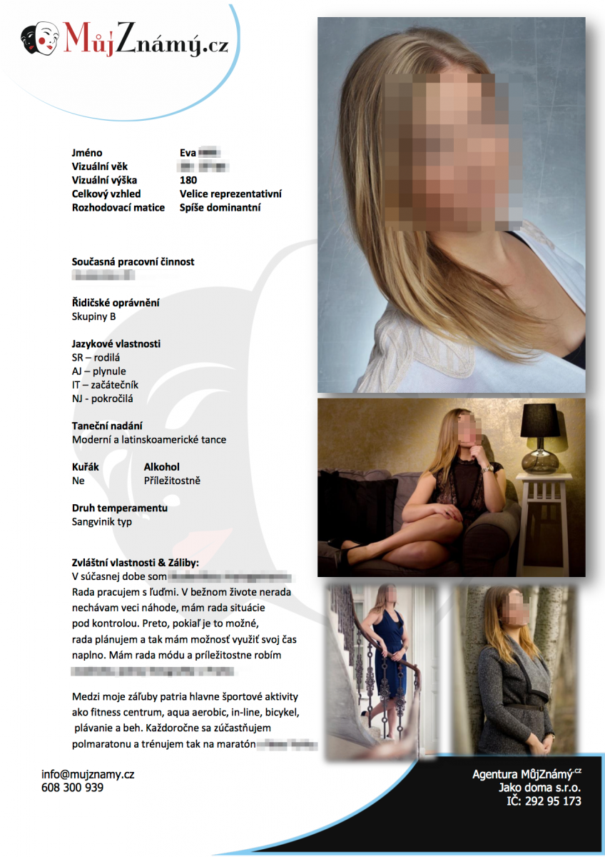 Profil Evy zaslaný v PDF.