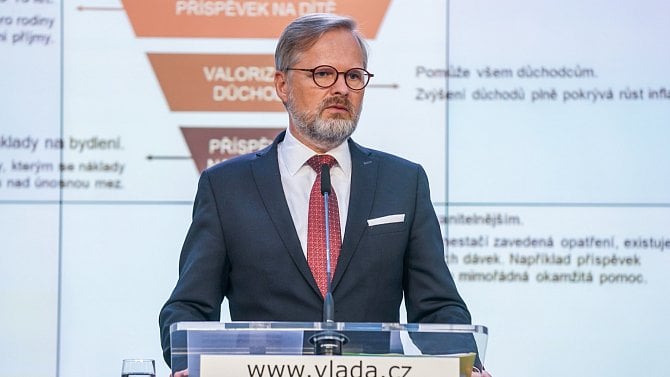 Premiér Petr Fiala na tiskové konferenci po jednání vlády (24. 8. 2022)
