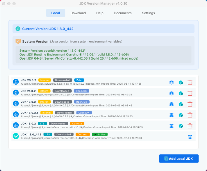 JDK Version Manager