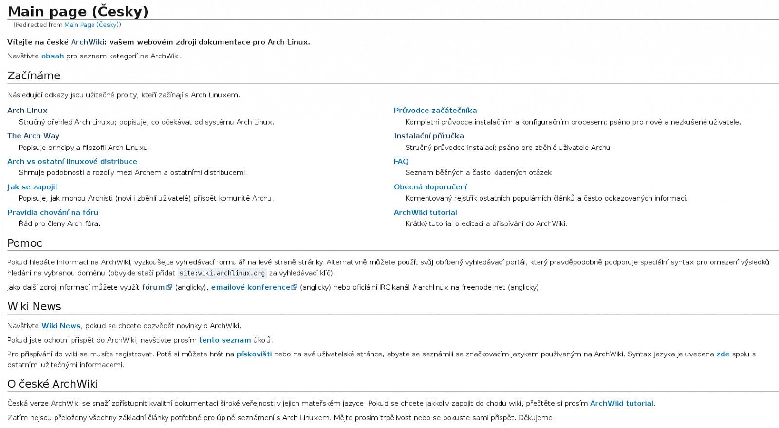 Arch Linux: ArchWiki, příprava instalace