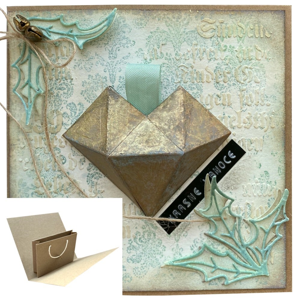 Vánořní přání se srdcem a kapsou na peníze