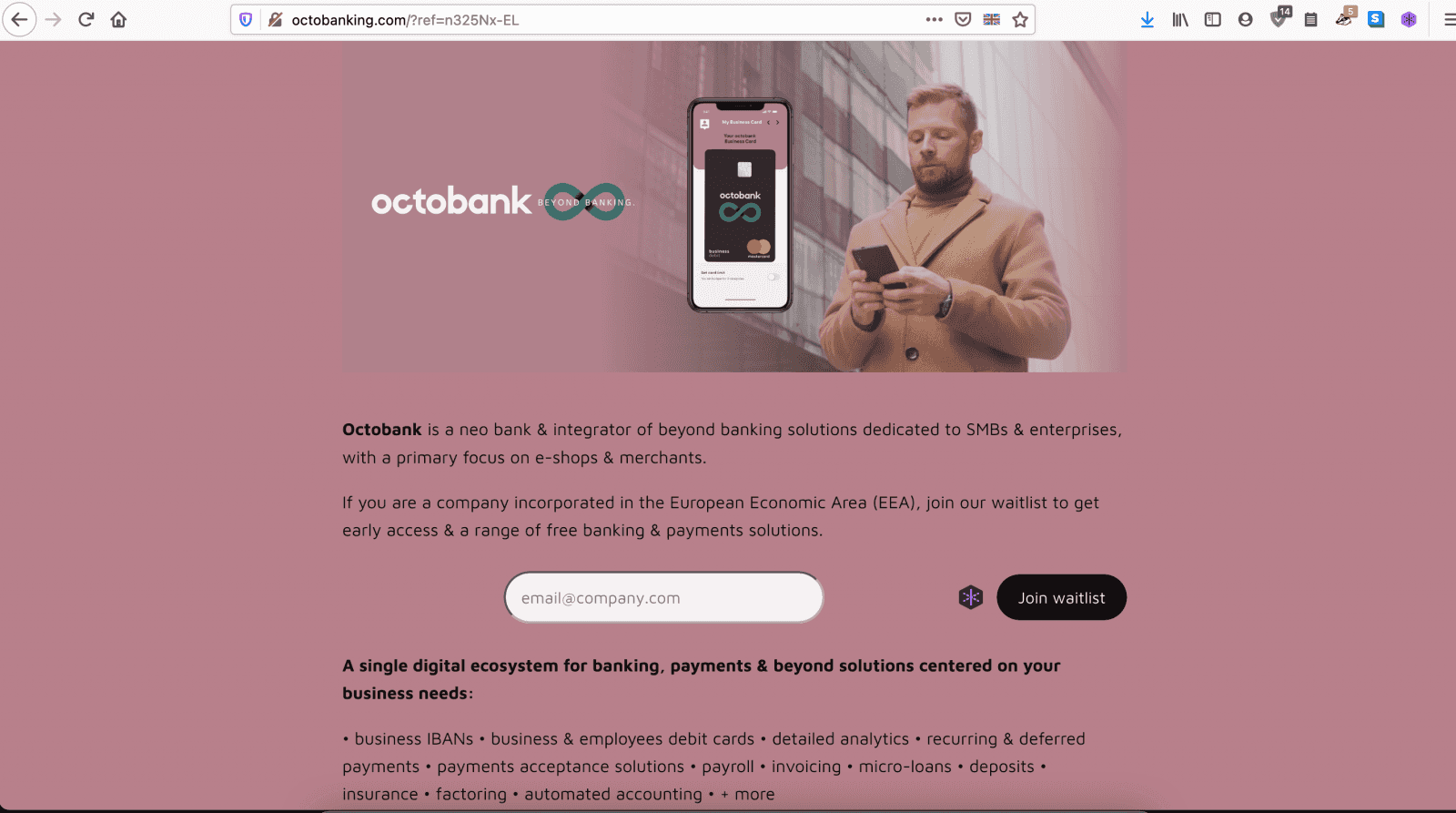 Prezentace Octobank, screenshoty a obrázky z webu octobanking.com z 22. 1. 2021