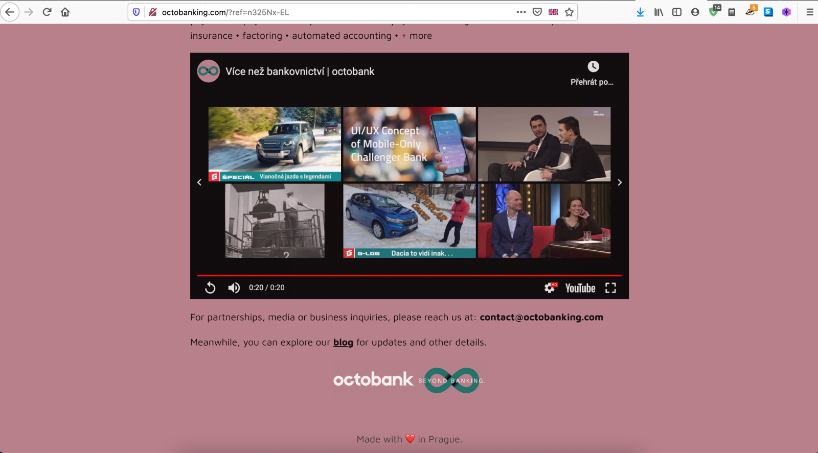Prezentace Octobank, screenshoty a obrázky z webu octobanking.com z 22. 1. 2021