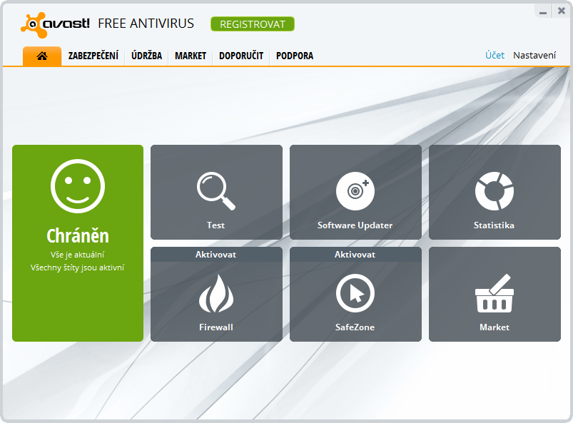 Zbrusu nové rozhraní aplikace avast! Free Antivirus