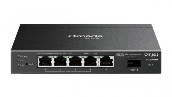 TP-Link představuje 6portový gigabitový PoE switch Omada SG2206MP pro podnikové sítě