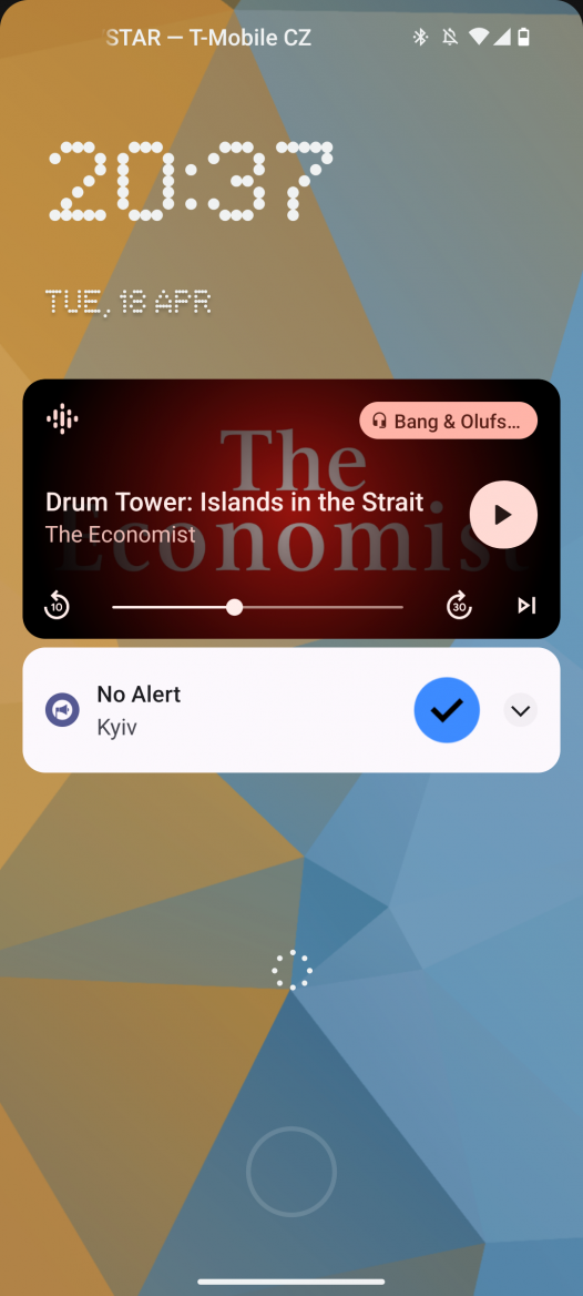 Ukrajinská aplikace Alert! upozorňující na ruské útoky