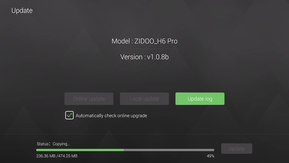 Zidoo H6 Pro - První start a online update