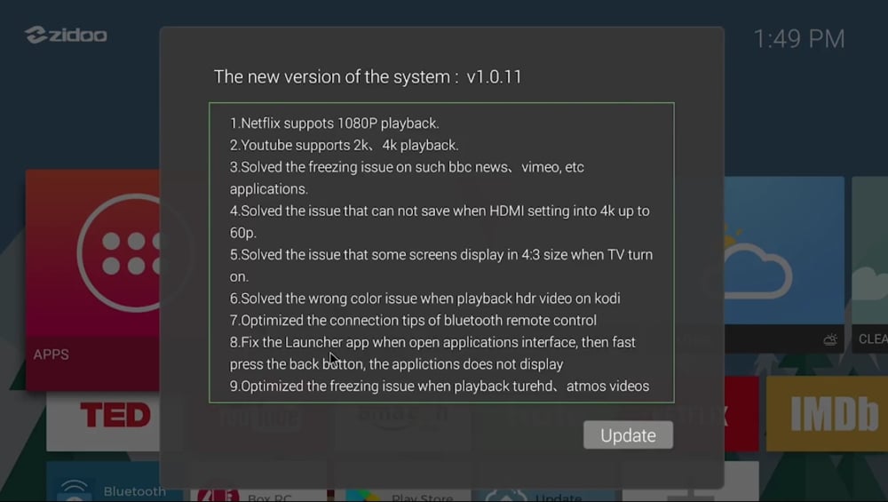 Zidoo H6 Pro - První start a online update