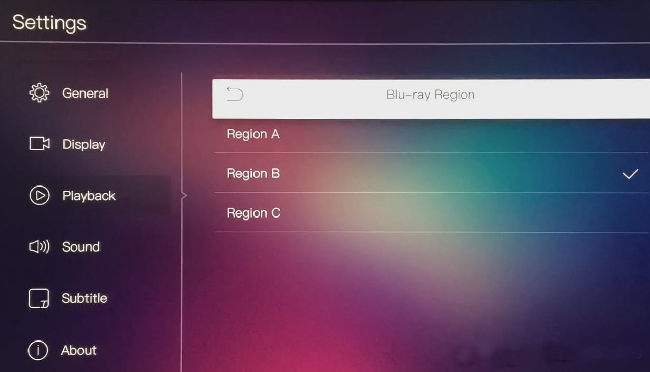 Egreat A10 -Menu nastavení – nastavení přehrávání