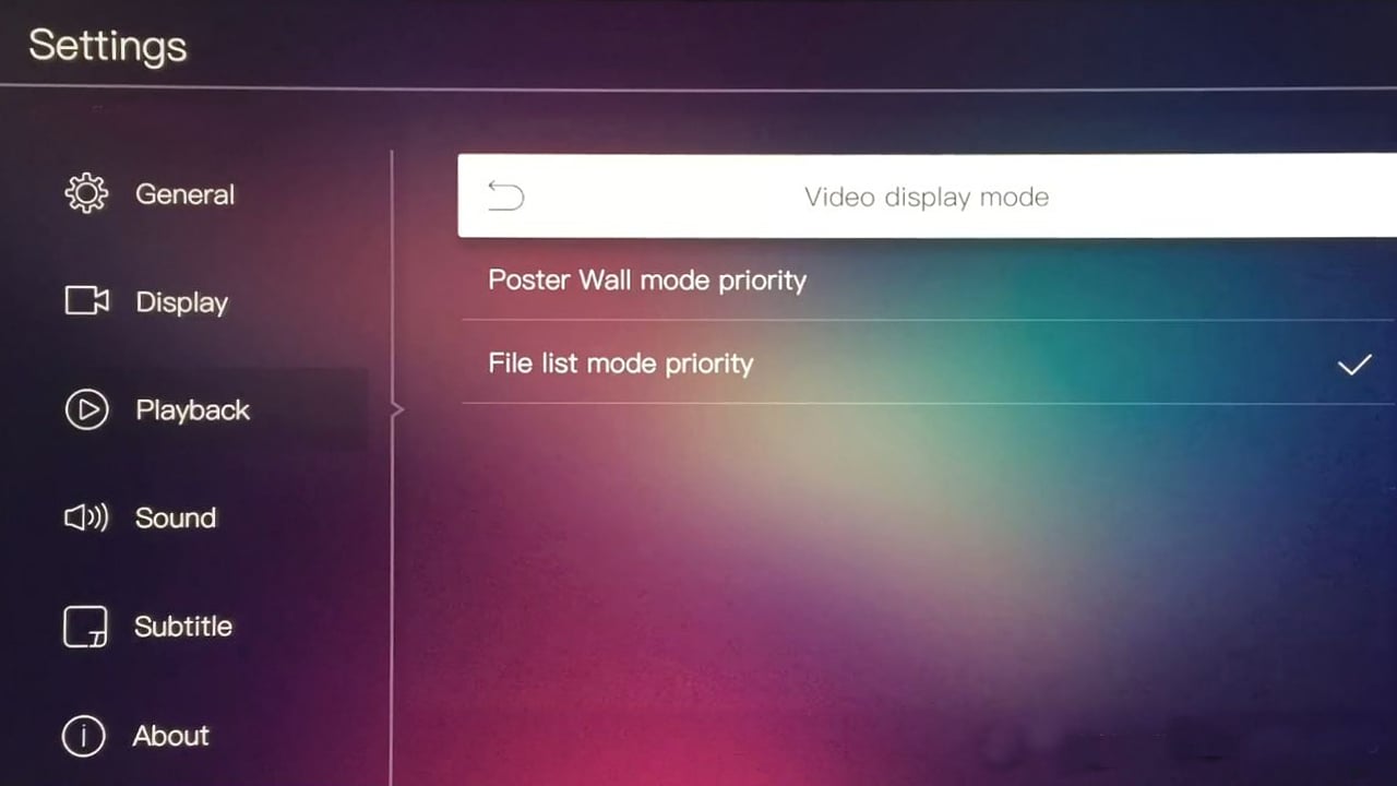 Egreat A10 -Menu nastavení – nastavení přehrávání