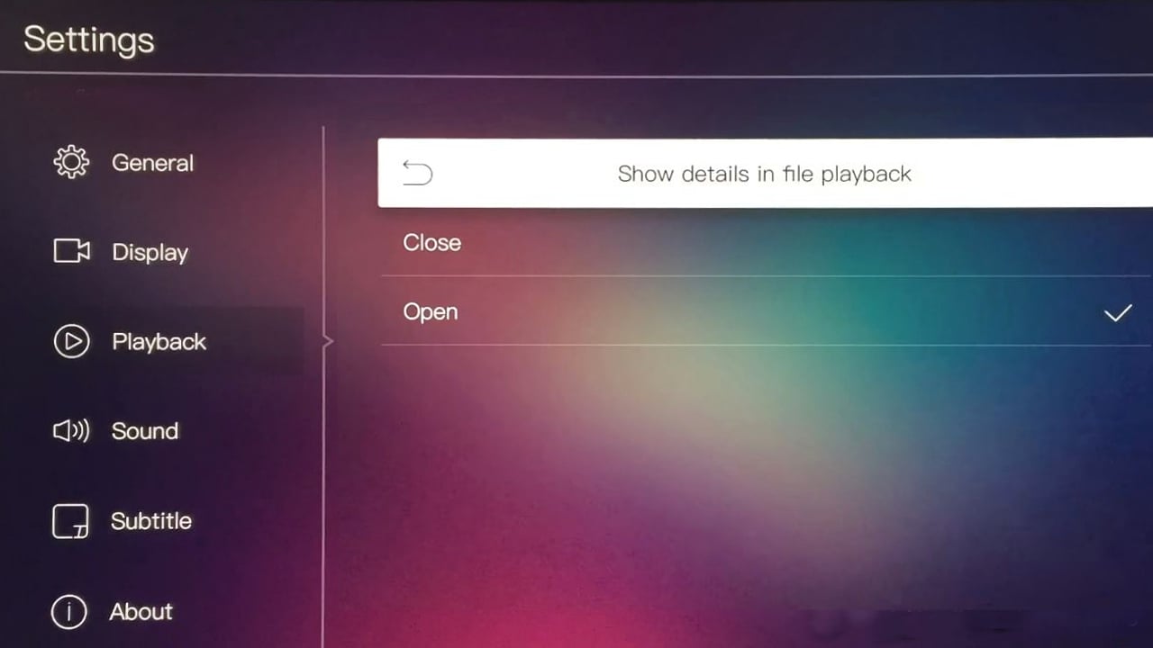 Egreat A10 -Menu nastavení – nastavení přehrávání