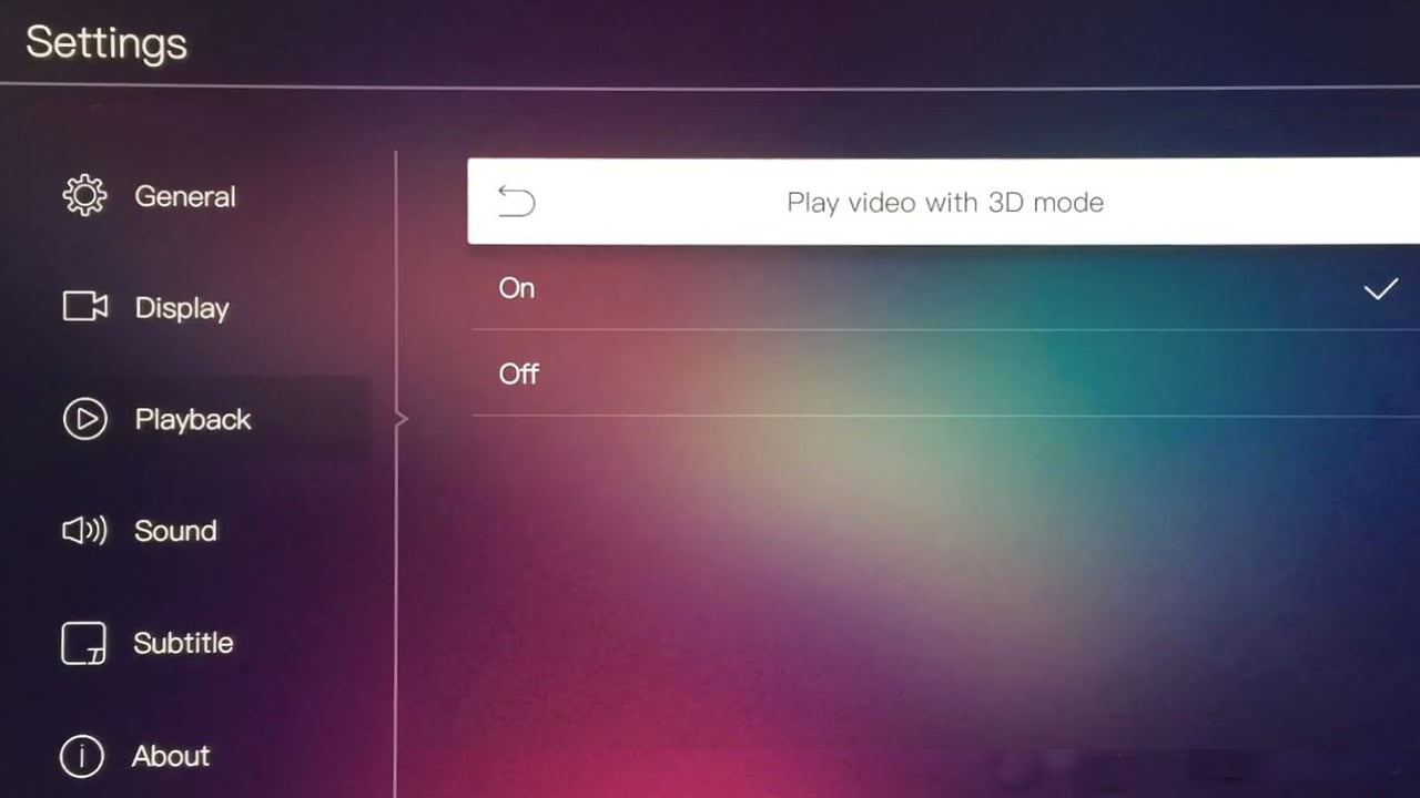 Egreat A10 -Menu nastavení – nastavení přehrávání