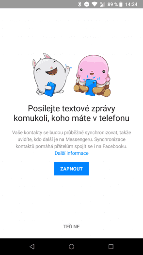 Messenger chce po instalaci přístup k adresáři