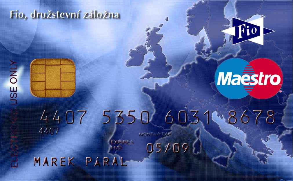 Platební karta družstevní záložny Fio.