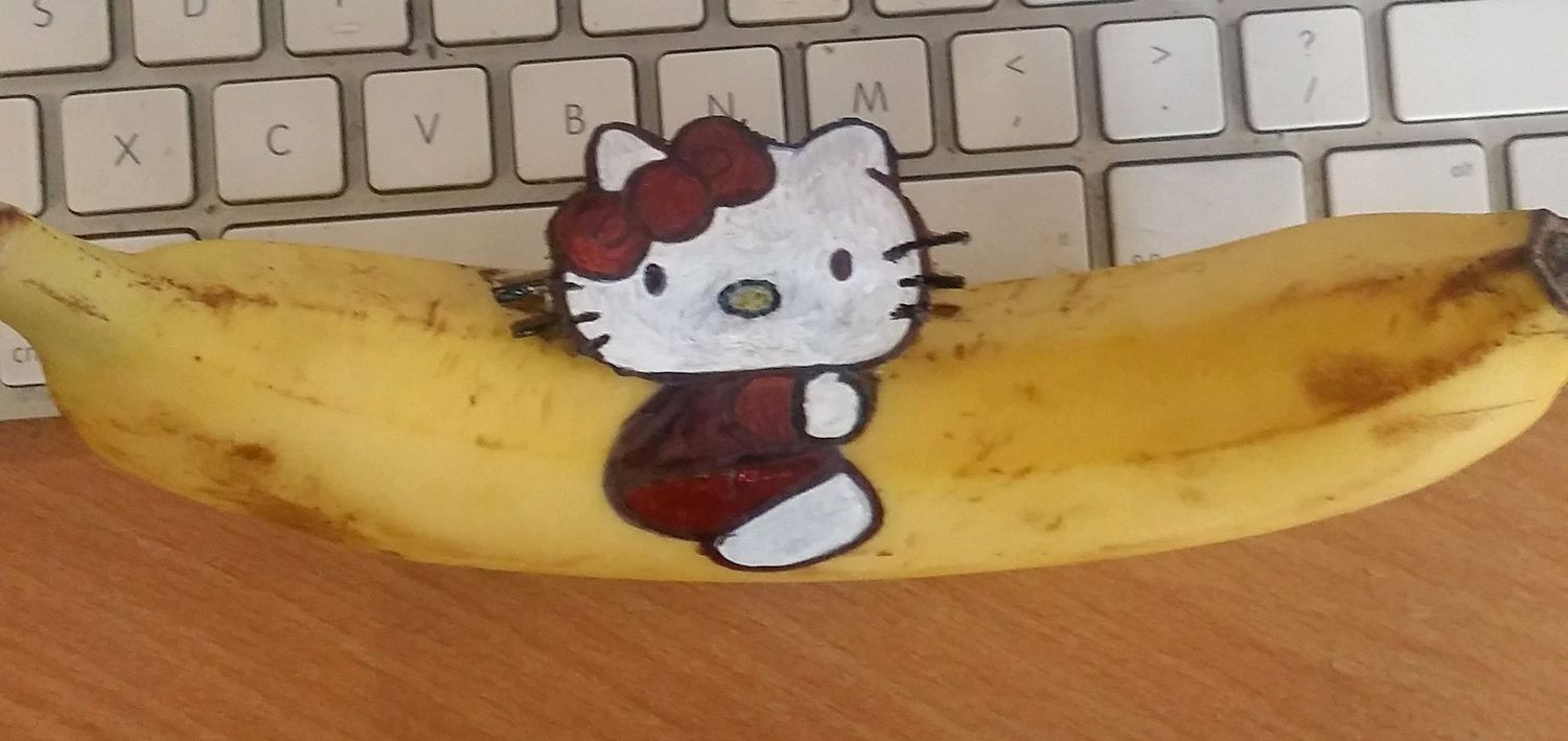 Londýnská novinářka Elisa Roche začala tím, že z banánu ke svačině vytvořila unikátní kousek. Postupně přibývaly další, tématem jsou převážně ikony showbyznysu, od žraloka z Čelistí po návrháře Karla Lagerfelda.