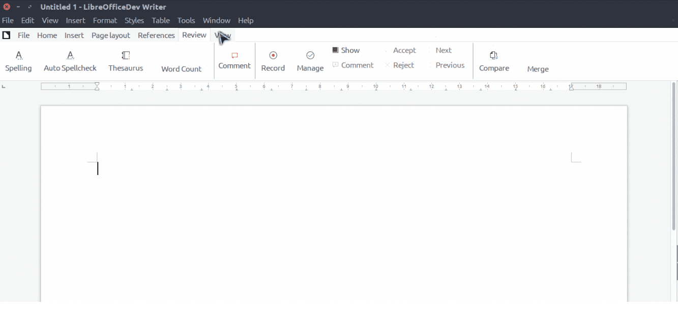 LibreOffice rozhraní Ribbon
