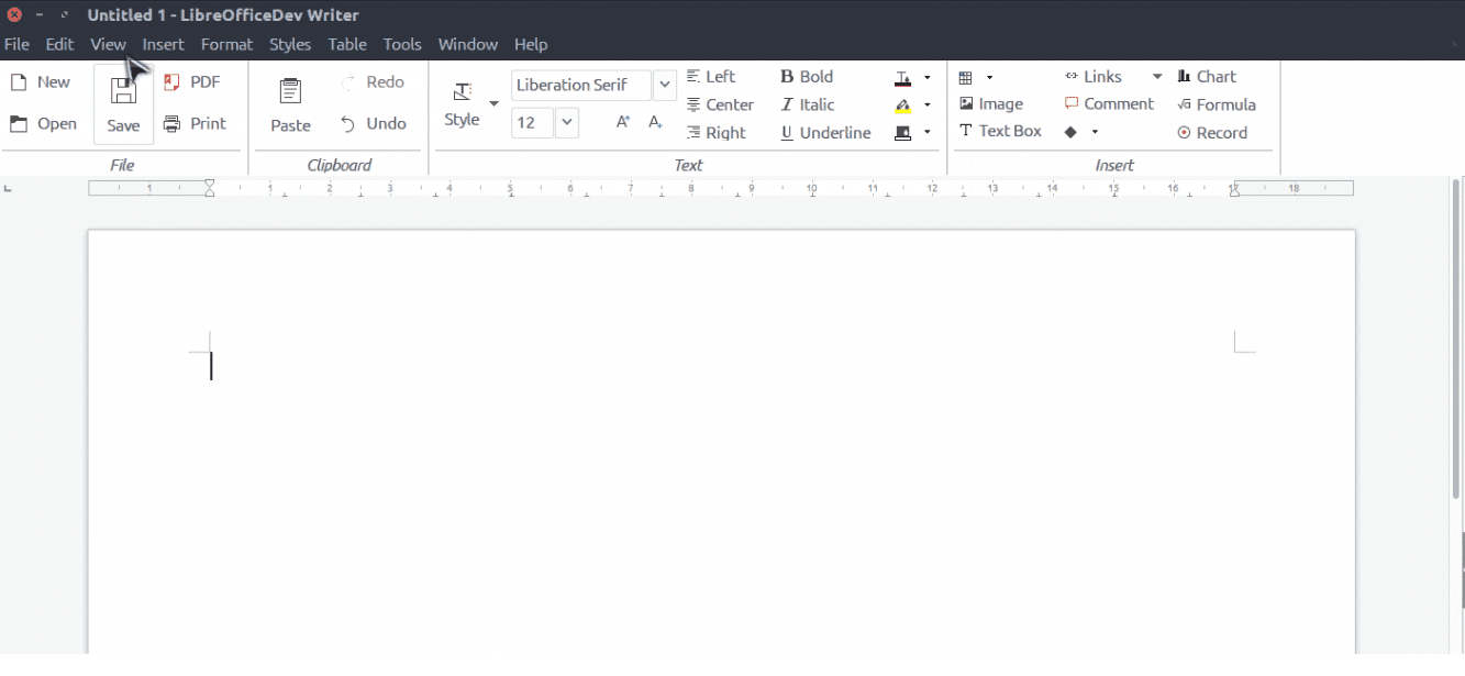 LibreOffice rozhraní Ribbon