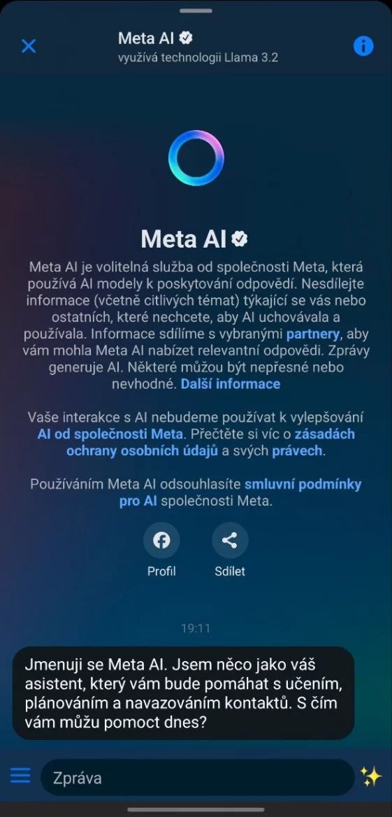 Meta AI v aplikaci Messenger
