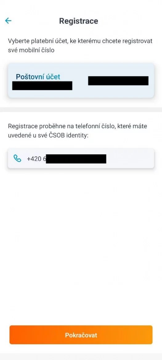Registrace čísla pro platbu na kontakt v aplikaci ČSOB Smart od ČSOB. (14. 11. 2023)