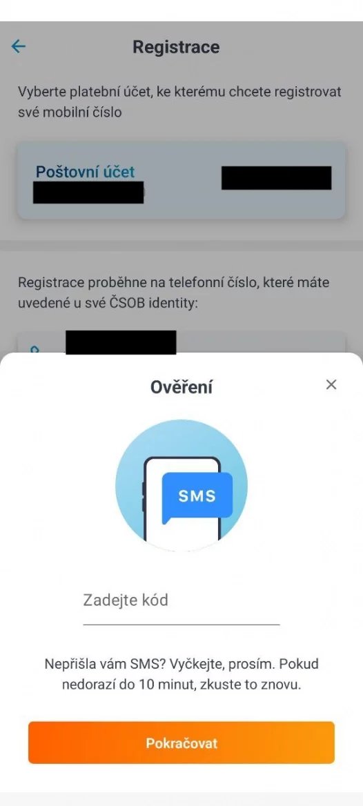 Registrace čísla pro platbu na kontakt v aplikaci ČSOB Smart od ČSOB. (14. 11. 2023)