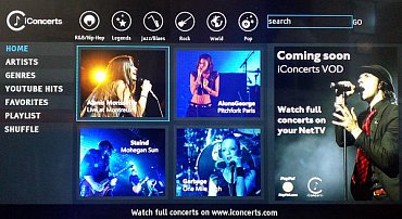 Widget populární a dlužno říci že i špičkové hudební stanice iConcerts na televizoru Gogen TVL 42248 Web.