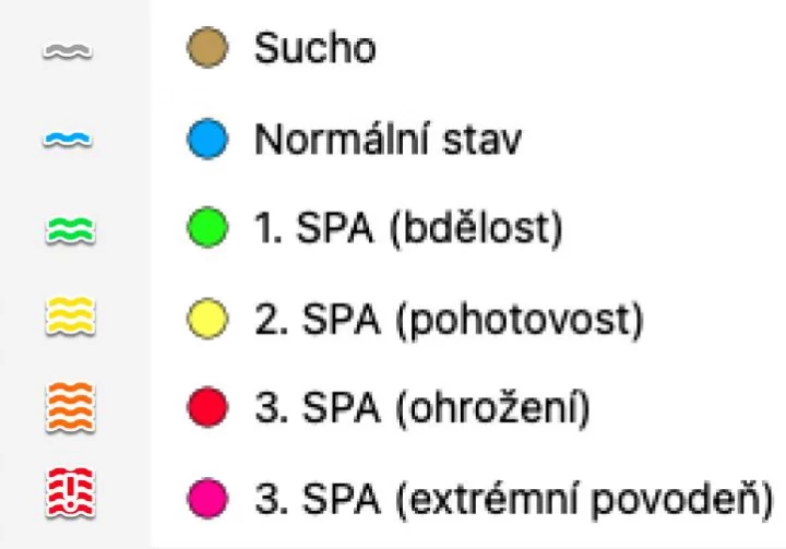 Mapy.cz - povodňová mapa