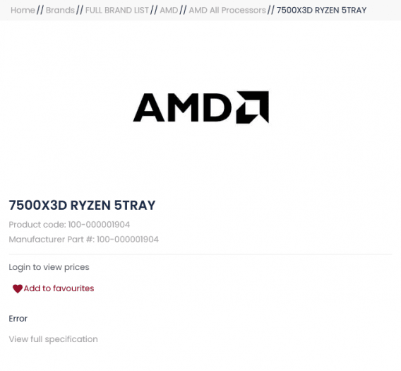 AMD Ryzen 5 7500X3D