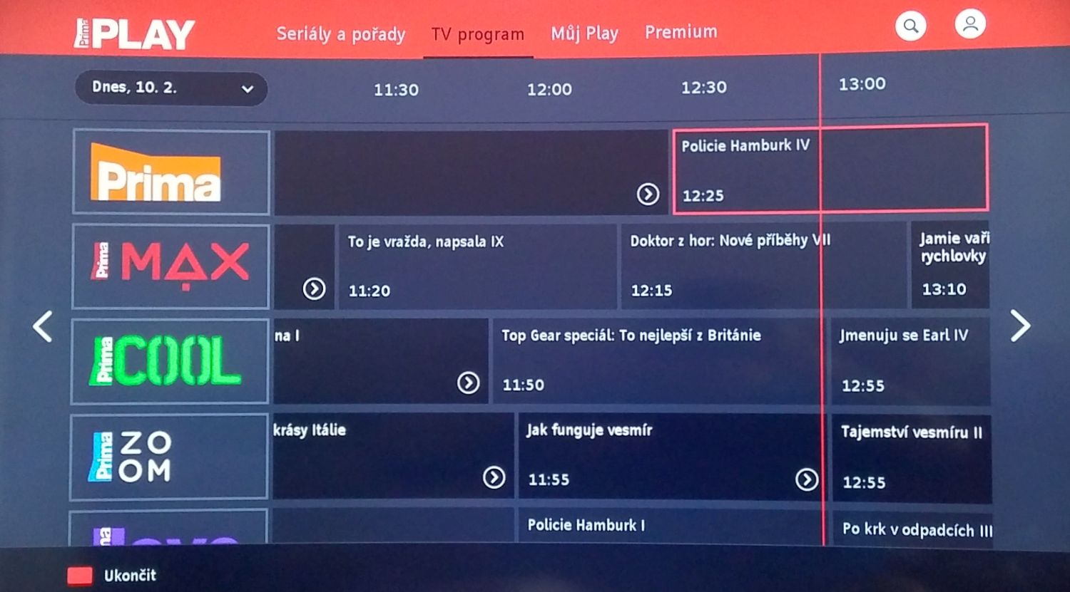 I když se v hlavičce píše "Prima Play", jsme v části EPG, tedy TV program.