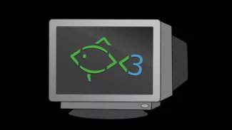 Logo projektu Fish zobrazující rybu na obrazovce