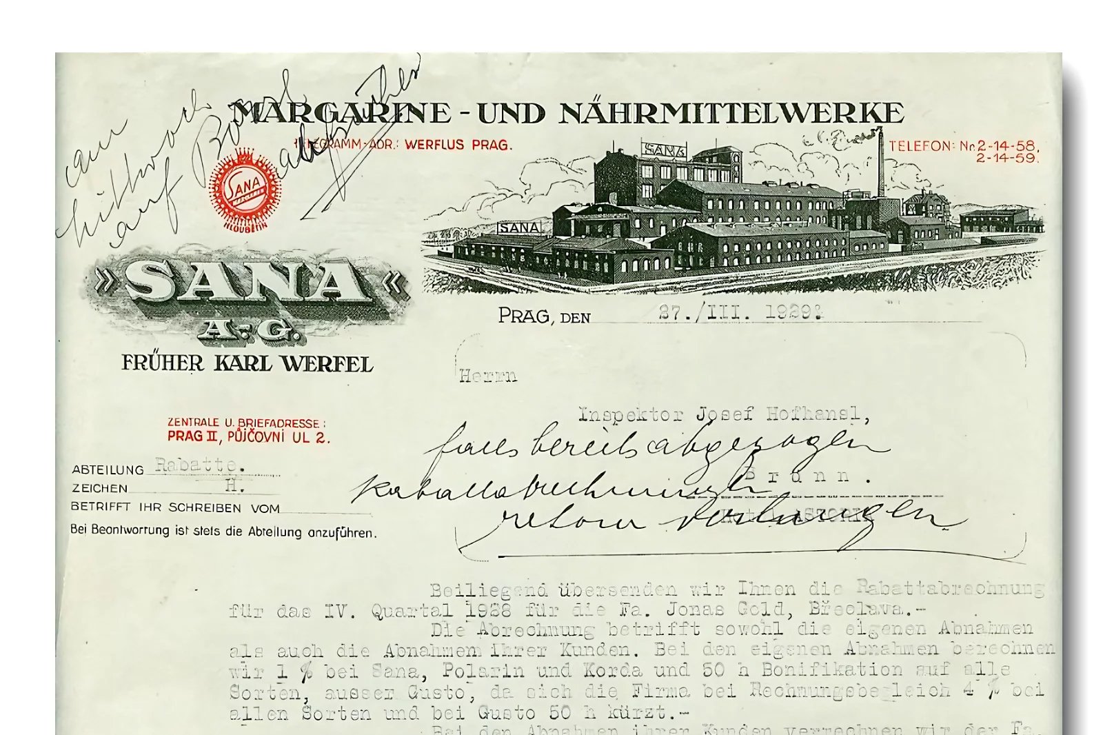 Pražská továrna na margarín a poživatiny Sana.